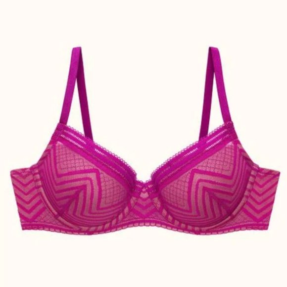 NWT thirdlove Graphic Mesh Demi Bra in Fuschsia 38F - Picture 2 of 8